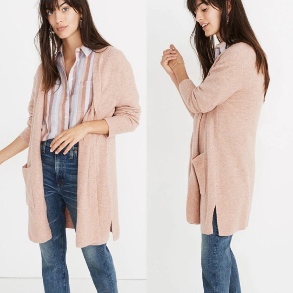 Madewell Kent Cardigan Sweater Coziest Yarn in Heather Carnation